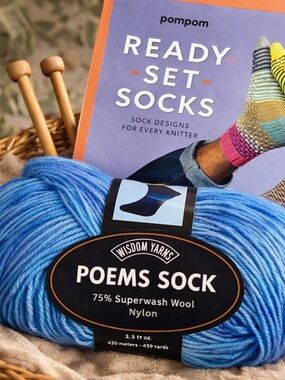 Wisdom Yarns Poems Sock Yarn Superwash Wool Blend & Ready Set Socks Pattern Book